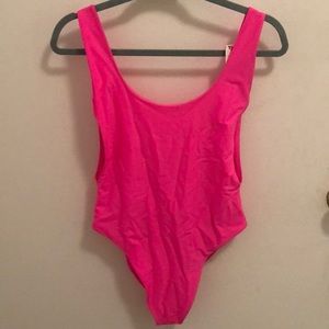 Aerie High Leg Hot Pink Swimsuit